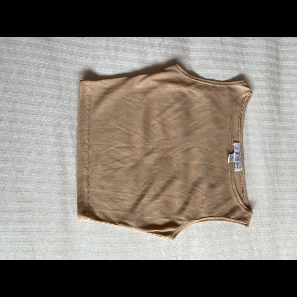 Nude beige Nadia aboulhosn crop top